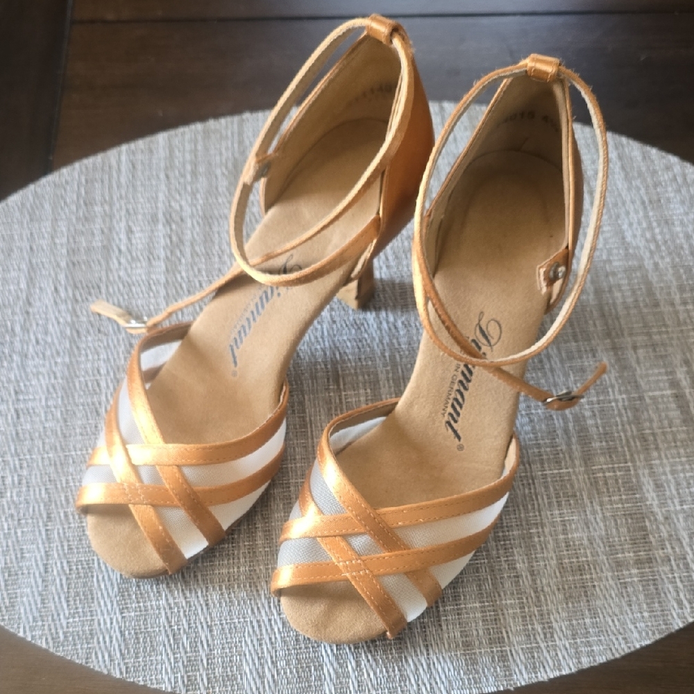 Elegant Tan and Cream Women's Dance Heels